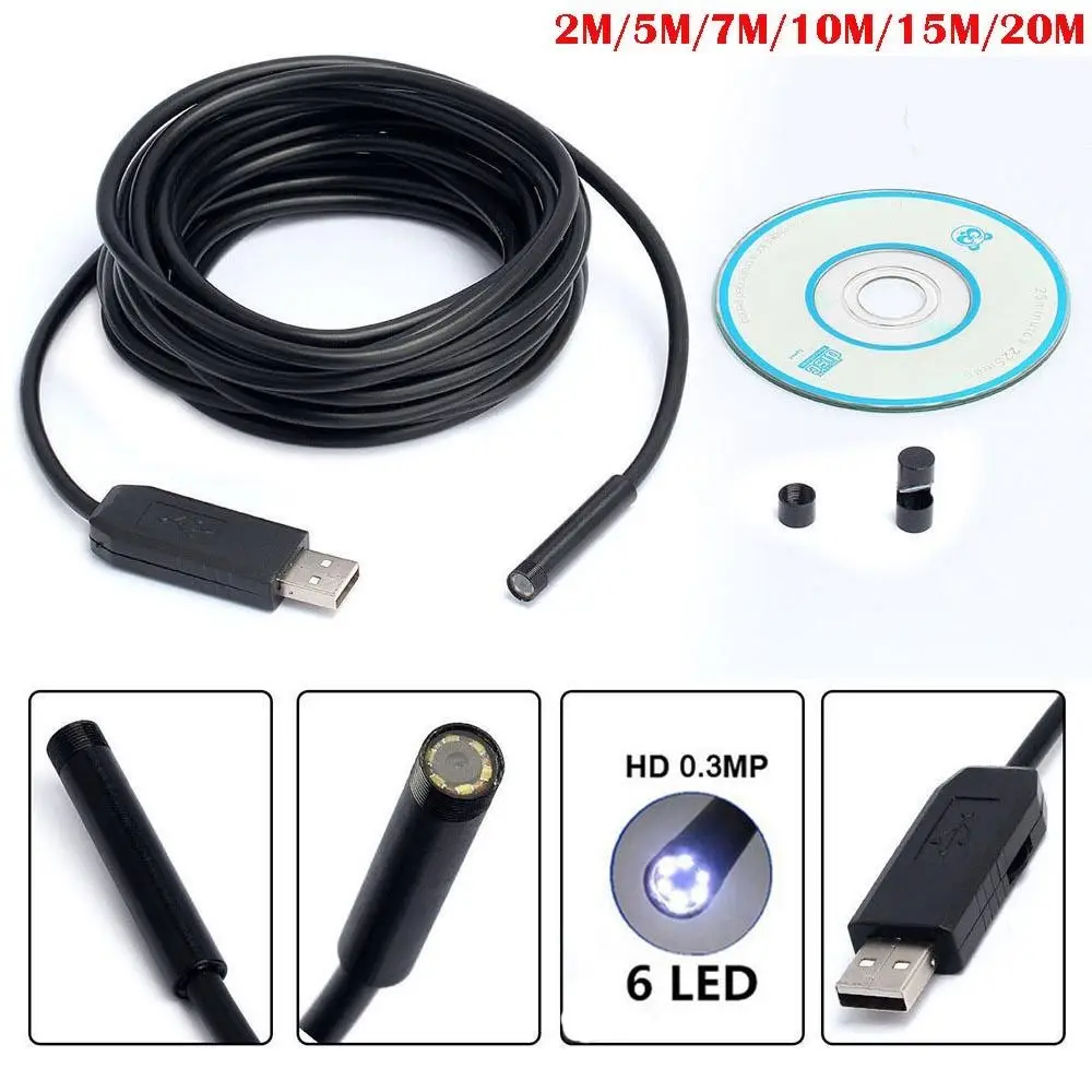 

7M 6 LED USB 7mm Endoscope Borescope Inspection Waterproof Camera