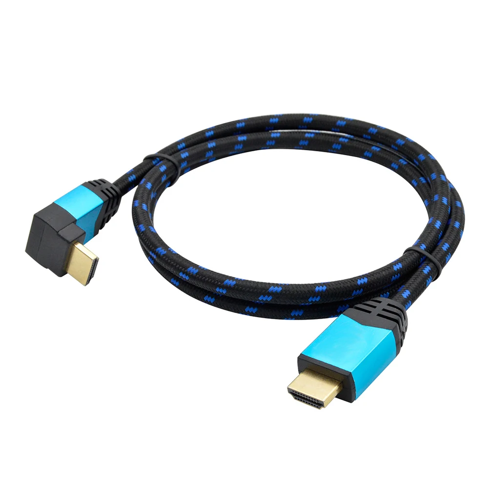 DREMAKE HDMI 90 градусов прямой угол штекер кабель аудио и видео Поддержка 3D 4K HDR 1 м 2 для