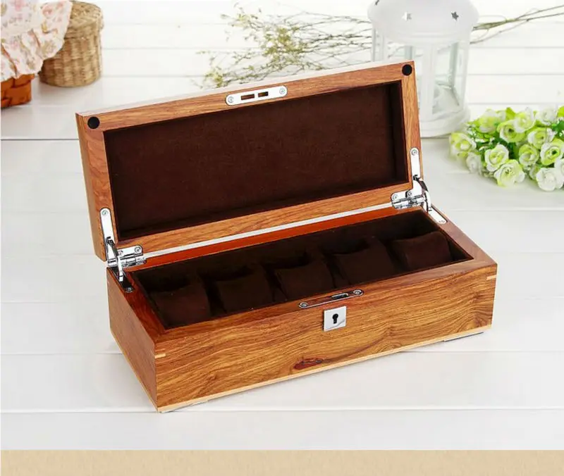 luxury original african pear wood 5 grid watch box wooden watch case