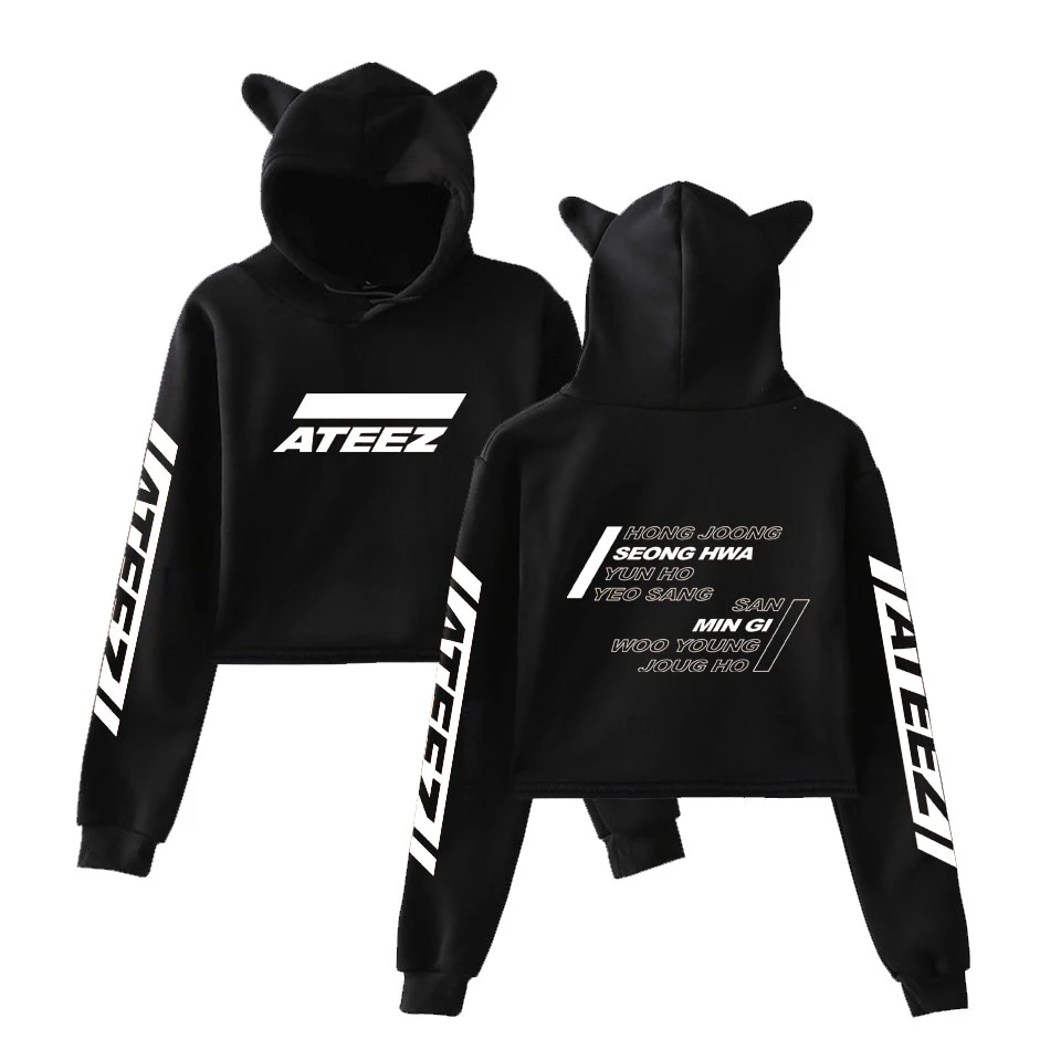 

LUCKYFRIDAY Sell well ATEEZ Cat Ear Sweatshirt Women Favorite Keep Warm 2019 New Ouewear Casual Cute Cat Ear Sweatshirt