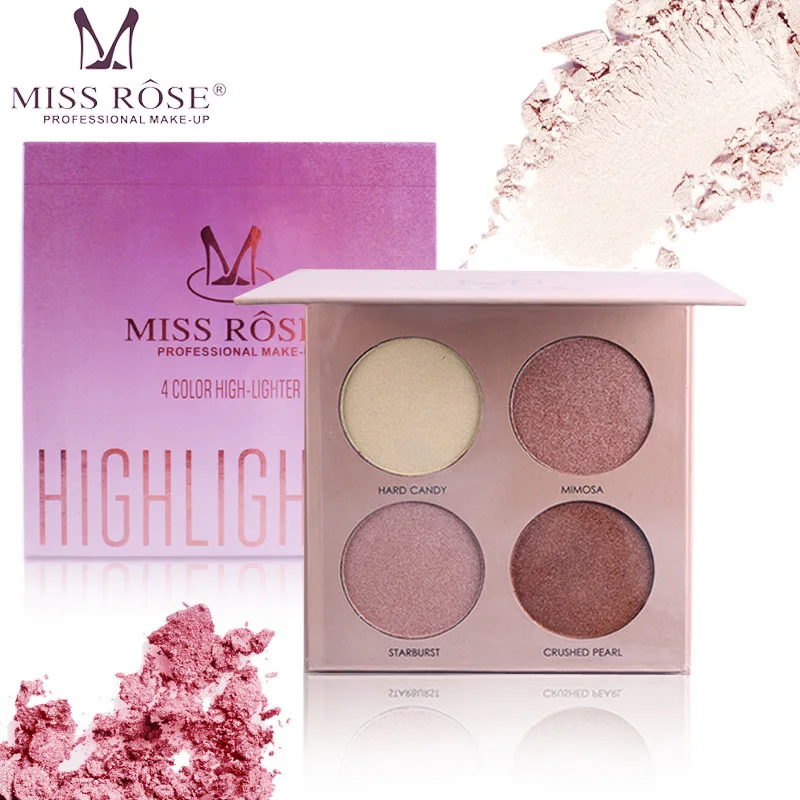 

MISS ROSE Face Make Up 4 Colors Highlighter Palette Bronzers High Gloss Powder Concealer Palette Cosmetics