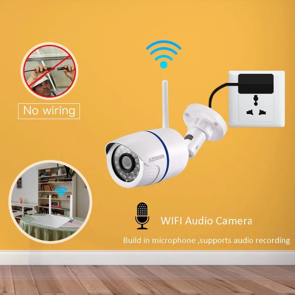 AZISHN аудио 1080P 960P 720P Wifi ip-камера 24IR Водонепроницаемая камера видеонаблюдения Onvif Беспроводная CCTV камера с слотом для sd-карты Yoosee