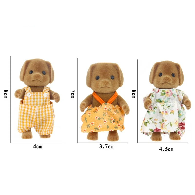 Sylvanian Families коричневая собака Семья 3 шт набор кукольная игрушечные фигурки животных для девочек Новогодний подарок 14648