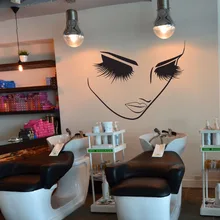 Ресницы макияж настенный Декор Девушка лицо салон красоты наклейка на стену прическа парикмахер Декор спа комната Наклейка на стену Виниловые фрески A802