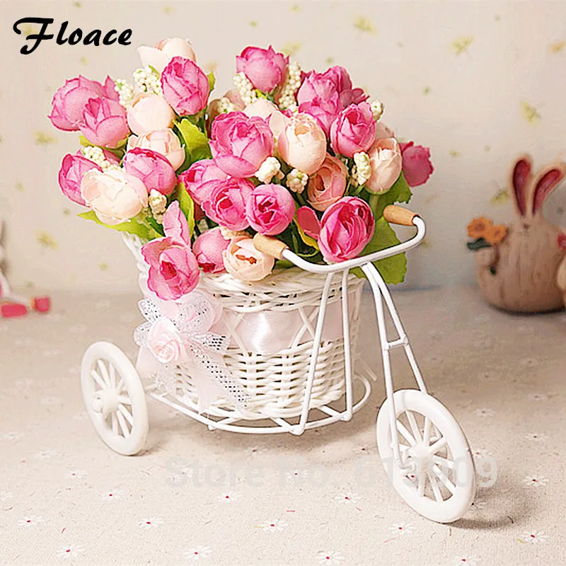 Floace trycycle الروطان زهرة الحرير الاصطناعي زهرة مجموعة ديكور المنزل هدية عرس زخرفة طاولة غرفة الطعام-FL140079