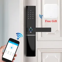 Умный дверной замок с идентификацией через отпечатки пальцев безопасности домашний замок без ключа Wifi Пароль RFID карта блокировки беспроводное приложение пульт дистанционного управления шлюз бесплатно