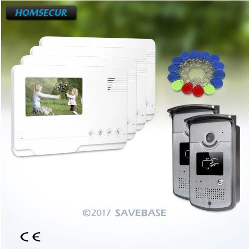 

HOMSECUR Color HAND-FREE 4.3" Wired Video Door Phone System with IR Night Vision for Apartment 2V4