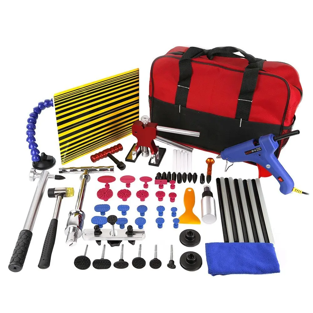 

WHDZ 64pcs PDR Tool Dent Lifter Paintless Dent Hail Removal Repair Tools Glue PDR Tool Kit PDR Pro Tabs Tap Down Line Board