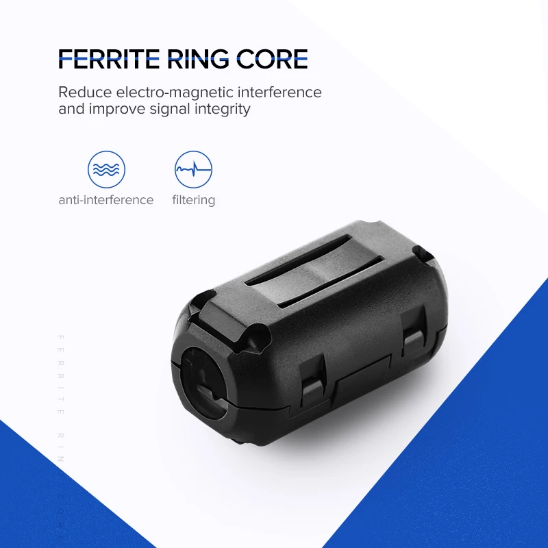 Ugreen Clip-on Ferrite Filter Ring Core for Digital Cables RFI EMI Noise Suppressor Active Components Filters Cable Protector