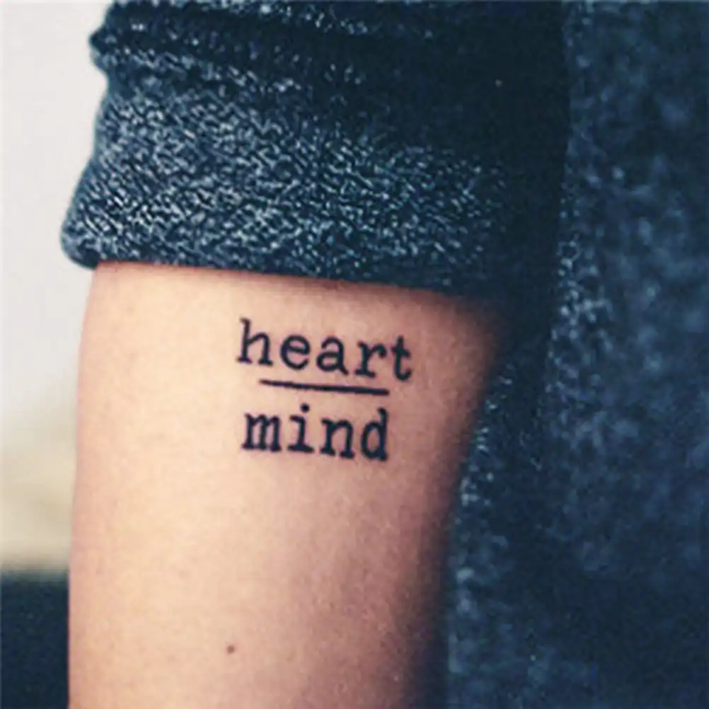 موضة هيئة الفن القلب العقل رسائل نمط مؤقت لصاقات وشم مقاوم للماء وهمية الوشم 1 قطعة Waterproof Fake Tattoo Heart Mindfake Tattoo Aliexpress