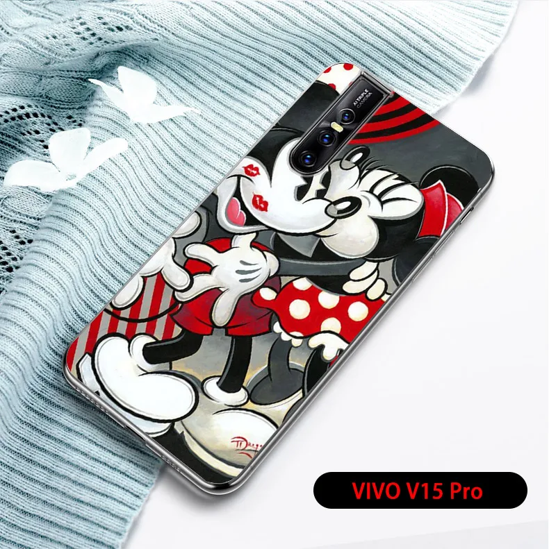 Fundas Vivo V15 Pro Case Black Silicone Mickey Phone Case For Vivo V15Pro V15 Pro Cover Soft TPU Coque V 15 Pro Capas