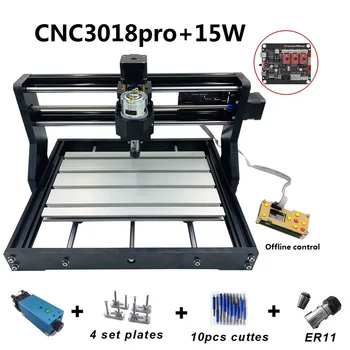 

CNC3018 Pro 15W Engraving Machine ER11 with Offlineline Control 500mw 2500mw 5500mw Head Wood Router PCB Wood Carving Machine