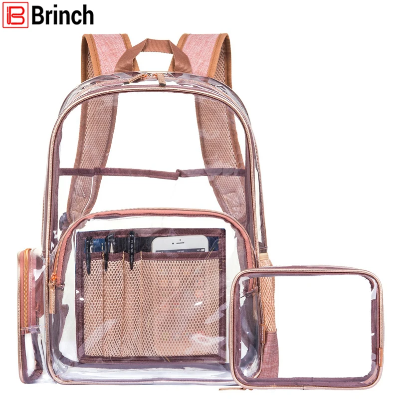 

BRINCH Multi-function Women Backpack Waterproof PVC School Backpack Fashion Makeup Quart Luggage Pouch Organizer For Girls Wife