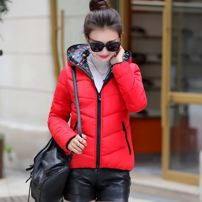 

Winter Jacket women 2018 Plus Size Womens Parkas Thicken Outerwear solid hooded Coats Short Female Slim Cotton padded basic tops