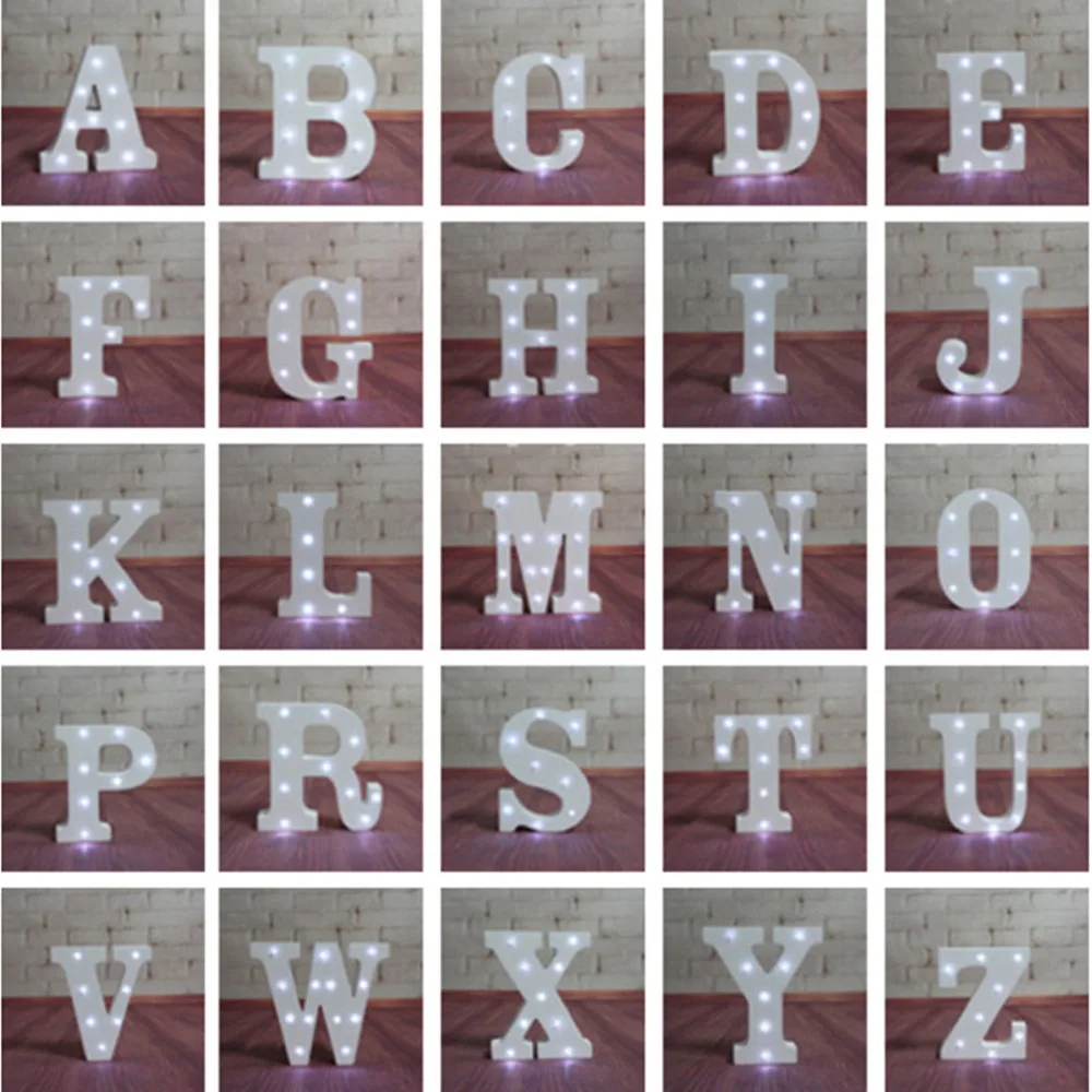 A-Z и белый деревянный светодиодный буквенный знак, алфавит, ночные светильники, домашний настенный стол, Декор, ремесло для свадьбы, дня рождения, вечеринки, BT-LL