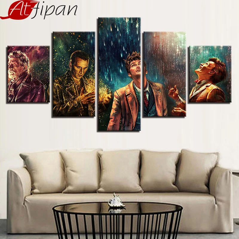 

Modern Canvas Pictures HD Printed Wall Art Framework 5 Pieces Doctor Who Movie Characters Living Room Home Decor Painting Poster