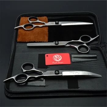 

3Pcs Suit 7" 19.5cm Purple Dragon Stainless Cutting+Thinning +Down Curved Shears Grooming-for-dog Professional Pets Shears Z3001