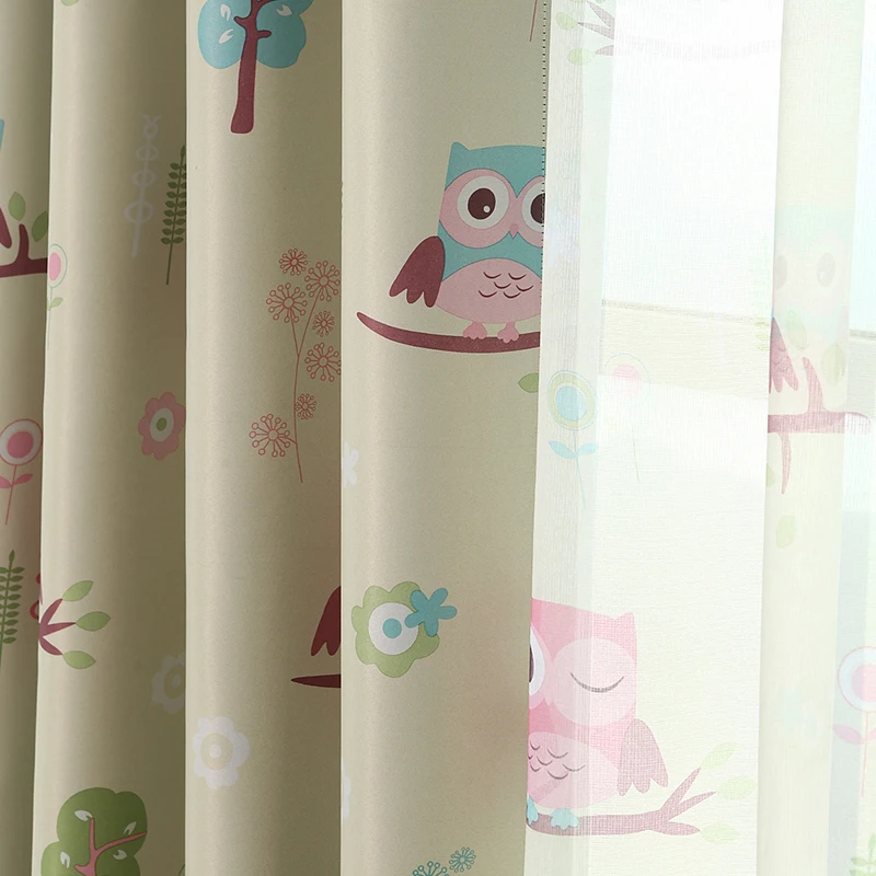 Qanhu современные шторы для спальни милые Мультяшные с изображением совы/тюлевые