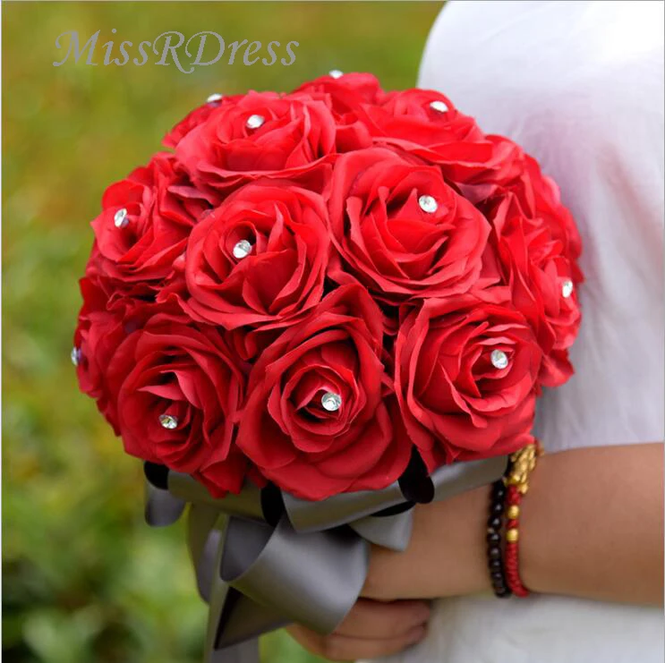 MissRDress красный свадебный букет из искусственного шелка Roes Свадебные букеты