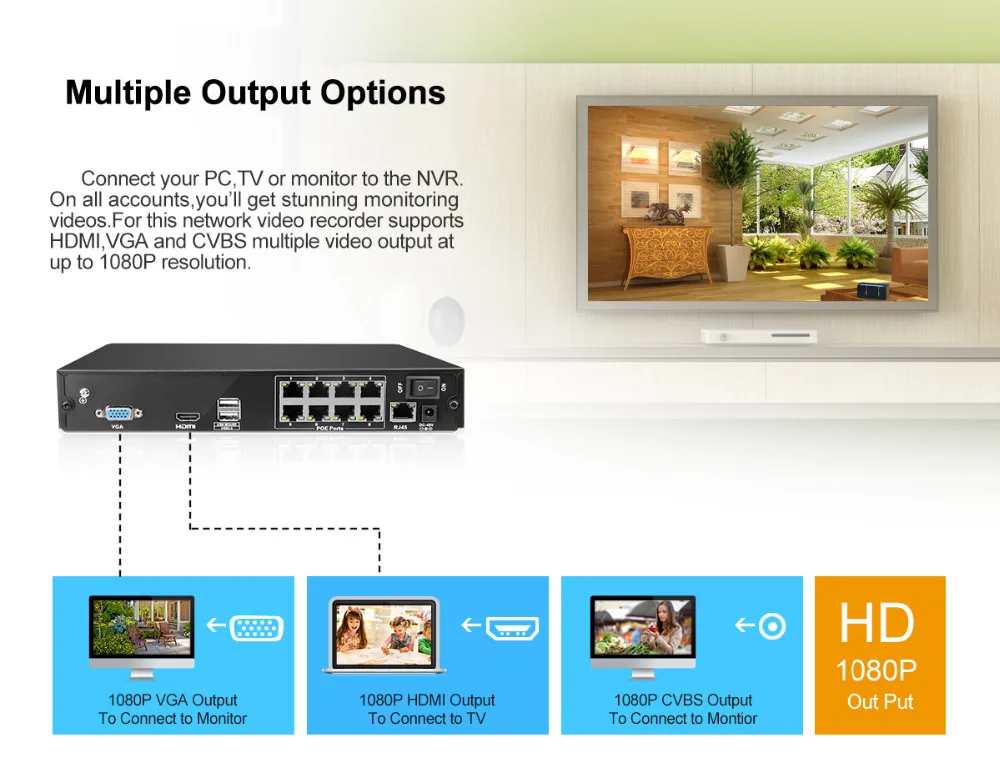 MISECU 8CH 1080 P 48 В PoE P2P HDMI 8 шт. 2.0MP ИК Vandalproof Металл IP Камера Открытый Onvif