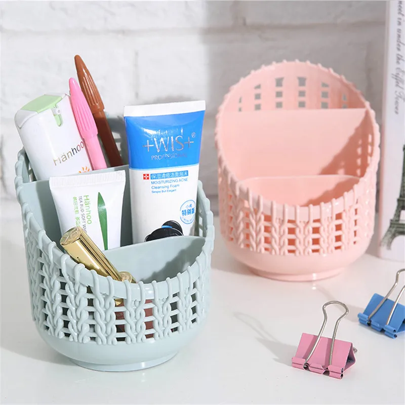 

2018 Creative Rattan Plastic Storage Box Hollow Student Desktop Pen Holder Home Office Stationery Cutlery Storage Organizer Tool