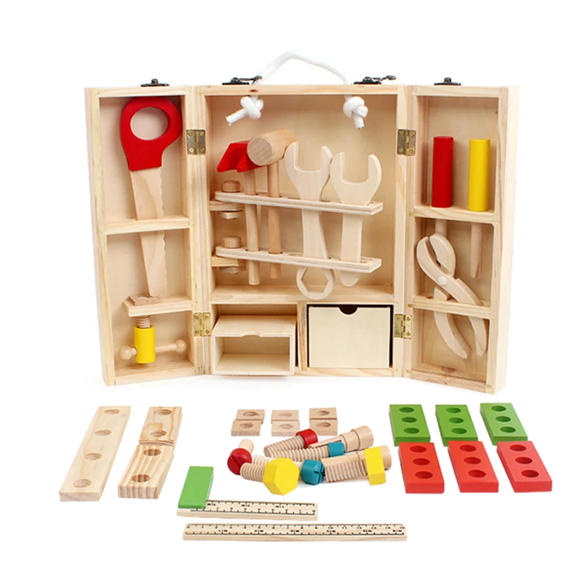 Инструмент игрушки для детей Разборка и сборка деревянный Карпентер ящик для инструментов набор хобби моделирование ремонт игрушки для мальчика хороший подарок