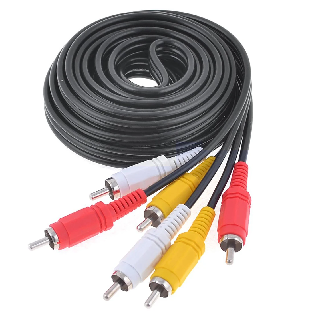 10ft Triple 3 Male RCA Composite Audio Video DVD TV Cable Cord Blackin