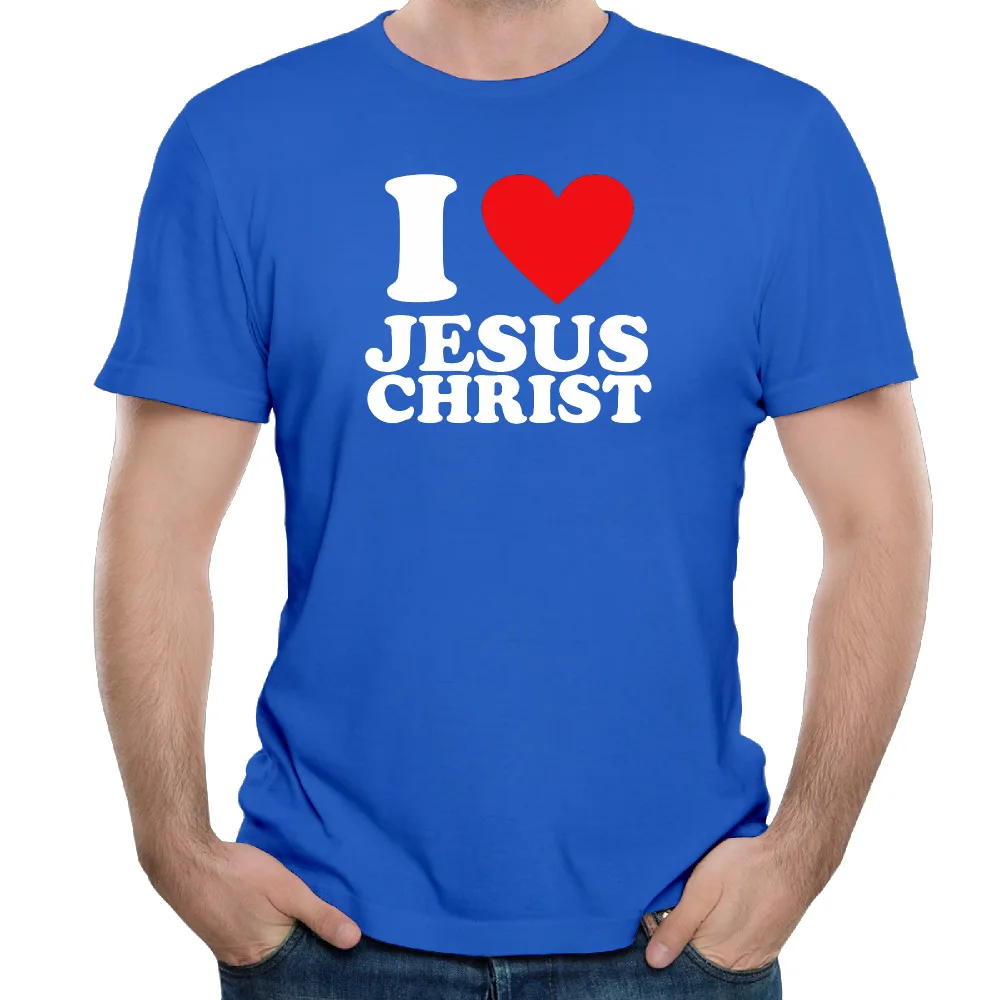 I Love Jesus Christ Cotton Print O Neck Short Personalized Men Tshirt Fashion DeepHeather Shirt