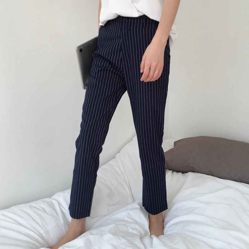 S-L Ladies Striped Skinny Pants High Waist Woman Pants Casual Women spring Skinny Trousers womens  (B1310)