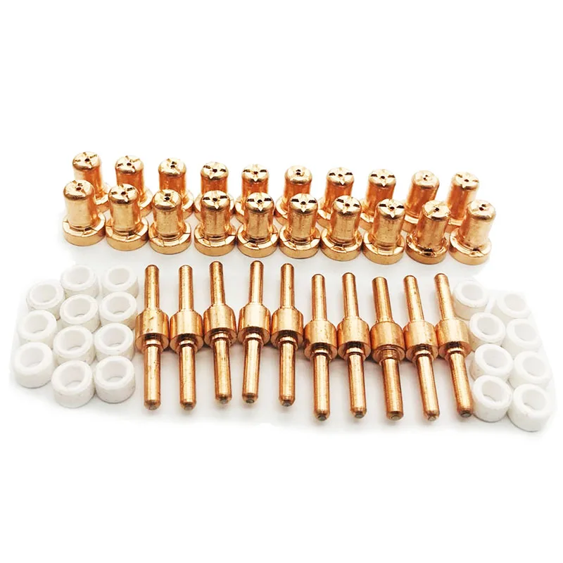 Ceramic + Metal Air Plasma Cutting Cutter Consumables Extended TIP Nozzles Electrode For PT31 LG40 Torch CUT-50D 60Pcs/Set Ceramic + Metal Air Plasma Cutting Cutter Consumables Extended TIP Nozzles Electrode For PT31 LG40 Torch CUT-50D 60Pcs/Set