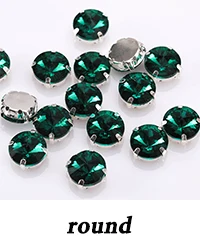 Glitter Round Crystal Sewing Rhinestones Glass Stones For Clothes Decoration Loose Flatback Rhinestones With Claw 10PCS S062