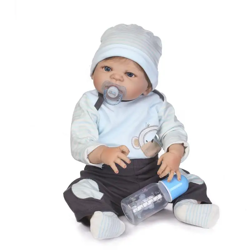NPk 56 см силиконовая кукла reborn baby boy игрушка как настоящее Силиконовое тело