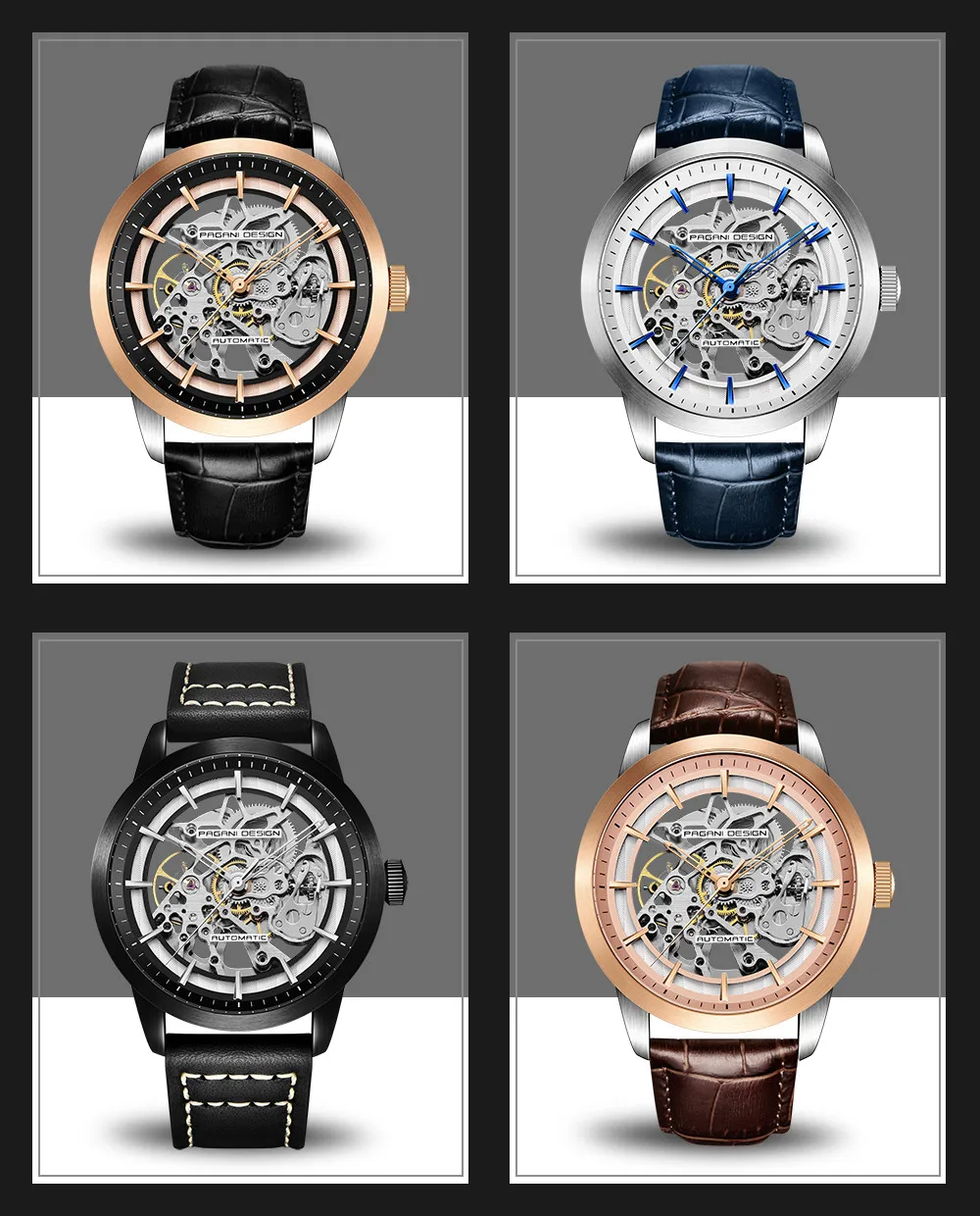 Модные Роскошные Брендовые Часы PAGANI с кожаным Tourbillon, автоматические механические мужские часы, военные водонепроницаемые часы, мужские часы