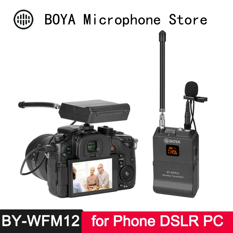 

BOYA BY-WFM12 Wireless Microphone for iPhone Android Smartphone Tablet Canon EOS Nikon DSLR Camera Camcorder Audio Recorder PC