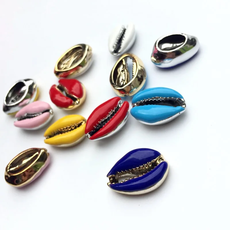 

1PCS Colorful Drop Oil Enamel Plated Natural Shell Gold for handmade SeaShells Home decoration DIY conch jewelry making