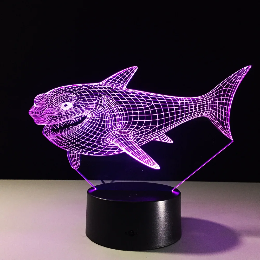 Высокое качество 3D Акула ночник дети визуальная светодиодная Иллюзия атмосфера 7 цветов Изменение настроения лампа друг и праздник подарки