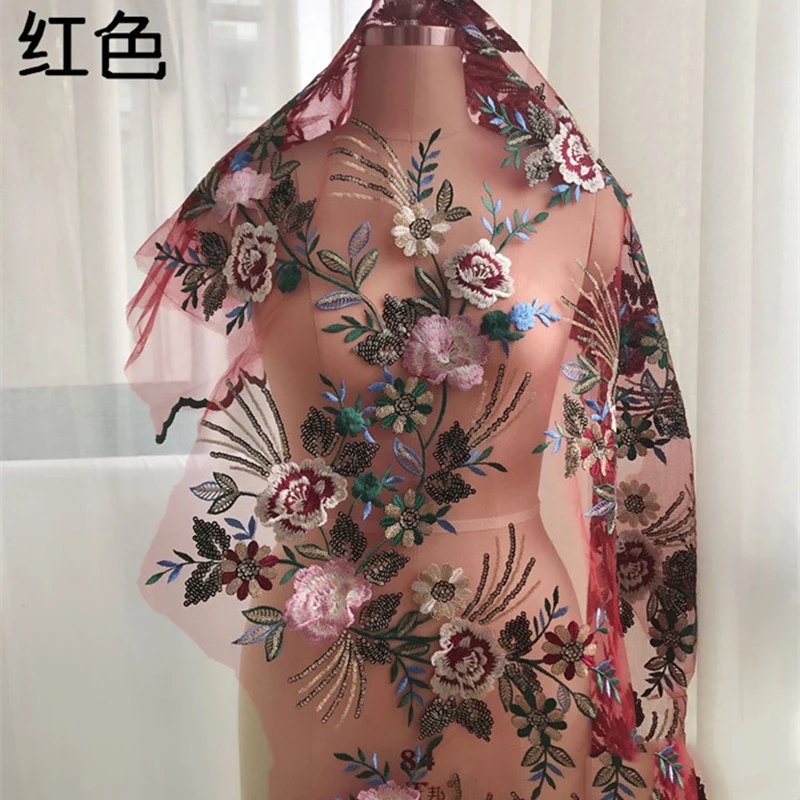 1Piece Red Blue Pink Wedding Dress Cording Lace Applique Thread Embroidery Sewing Appliqued Sequins DIY Costume | Дом и сад