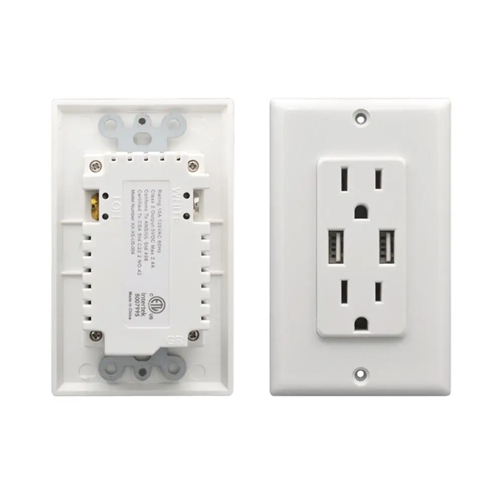 

5V/2.4A American Standard Socket 2 USB Ports Voice Remote Control Home WiFi Smart Wall-in Sockets Plug