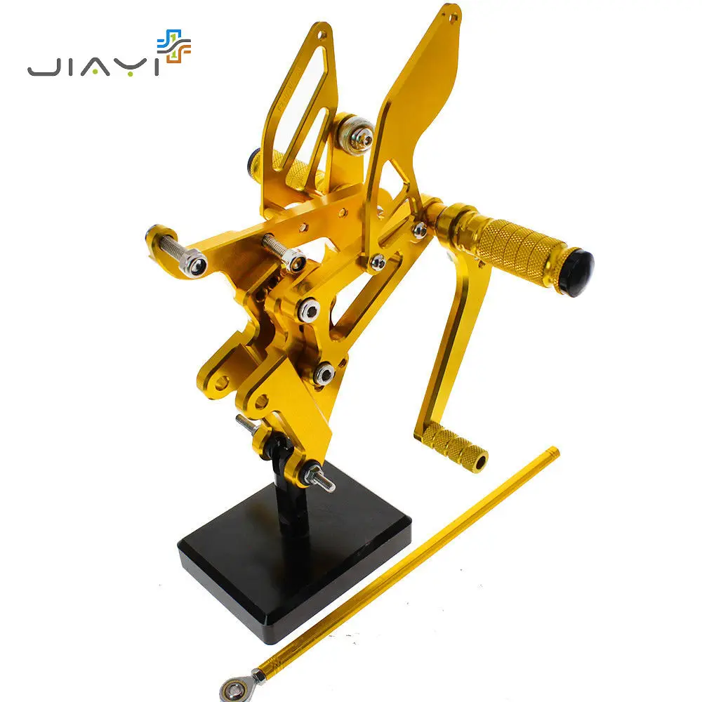 С ЧПУ заготовки мото Регулируемая Rearset подножки педали отдых сзади Комплект Гонки Для Yamaha YZFR6 600 YZF R6 2003- 2005 2004 золото