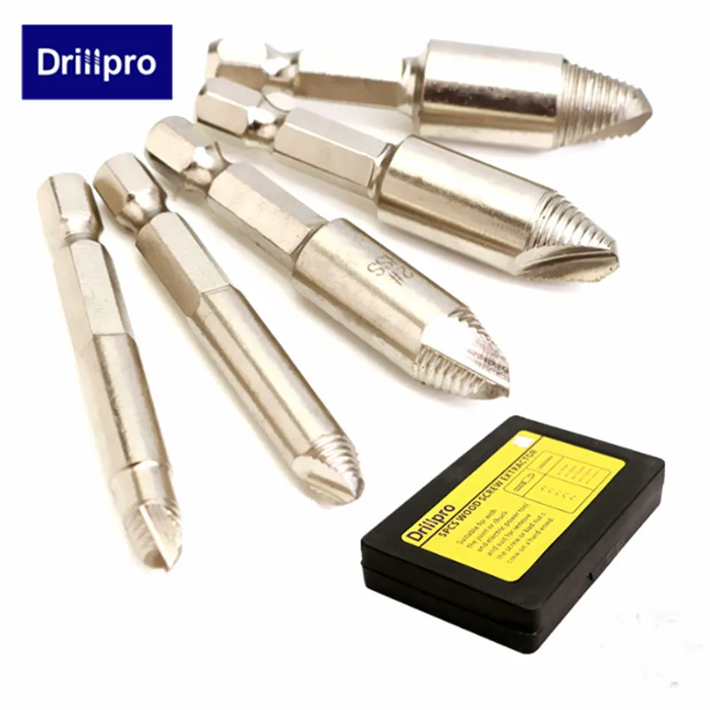 Drillpro 5 шт. шнековый экстрактор Сверла Набор инструментов 1/" шестигранный хвостовик с чехлом легко принять инструменты для деревообработки