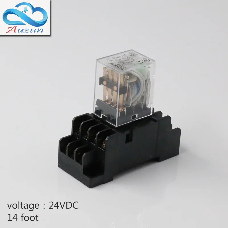 10 pieces hh54P small DC24V relay with intermediate relay lamp base