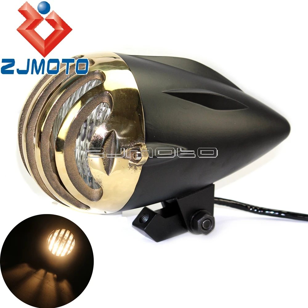 4-3/4 &quotАлюминий латунь гриль фар H4 мотоциклетные передние фары Luz для Harley Cafe Racer