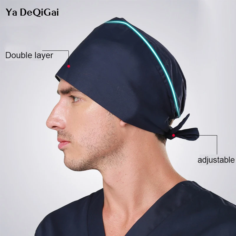 

Operating room solid color hat men and women doctors working caps adjustable nurse caps turbans surgical hats health work cap