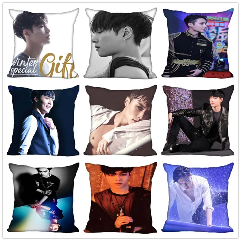 

Custom KPOP EXO Lay Square Pillowcase Custom Zippered Bedroom Home Pillow Cover Case 1pcs custom 40x40cm
