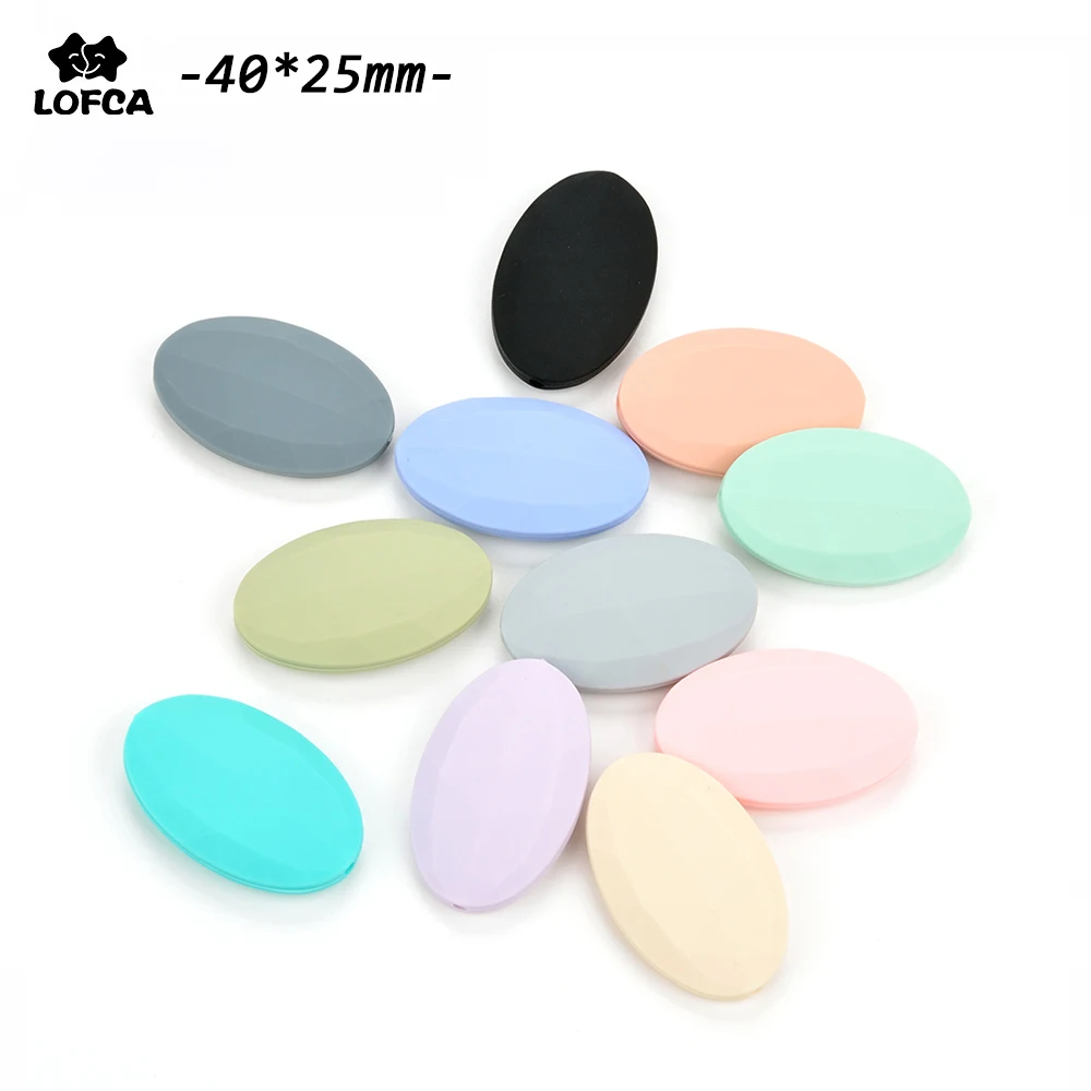 

50pcs/lot Flat Oval Loose Silicone Beads For Teething Necklace Silicone Loose Beads For Baby Teether BPA Free Wholesale 16 color