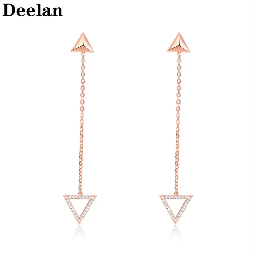 

DEELAN Drop summer Earrings for women triangle charm crystal jewelry Girl simple zircon eardrop fasion jewellery accessories