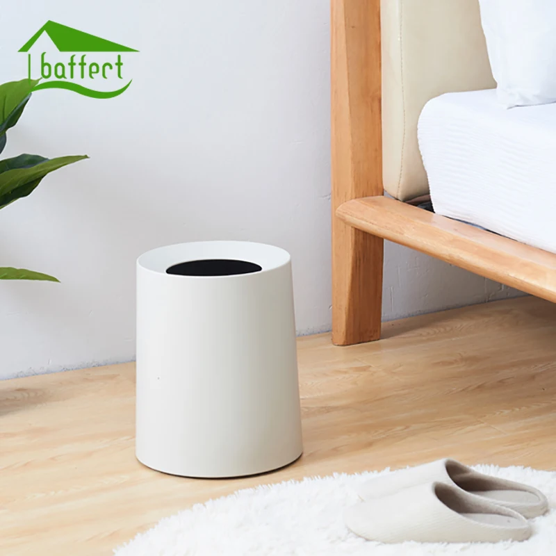 Double Frosted Round Shape Garbage Bucket Large Household Plastic Trash Can Paper Basket Rubbish Storage Clean | Дом и сад