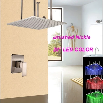 

Luxury Nickle Brushed Ceilling Mounted 20" Shower Haed Single Handle Shower Faucet Mixer Tap