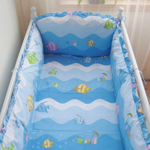 Blue Cartoon Fish Ocean Baby Boy Crib Bedding Set 10pcs Baby Quilt
