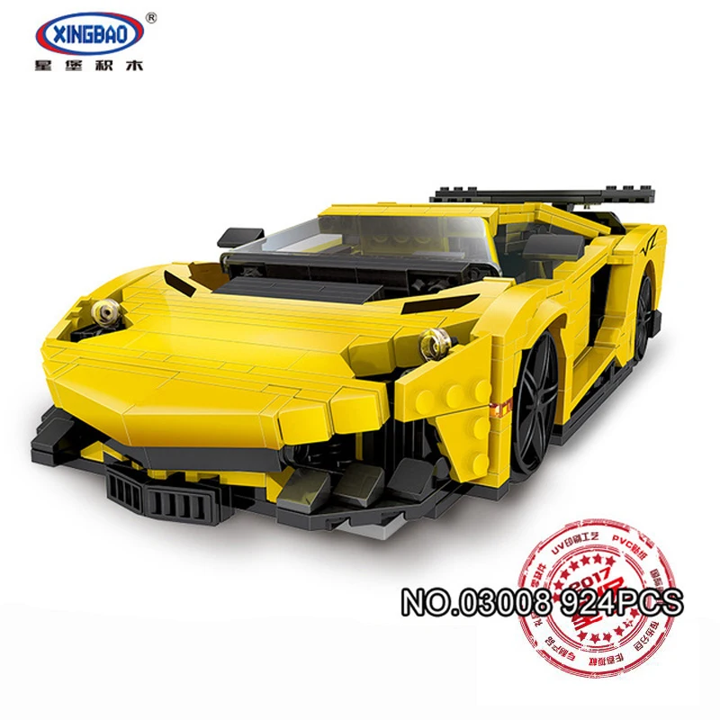 

XingBao 03008 924Pcs Block Creative MOC Technic Series The Yellow Flash Racing Car Set Educational Building Blocks Bricks Toy